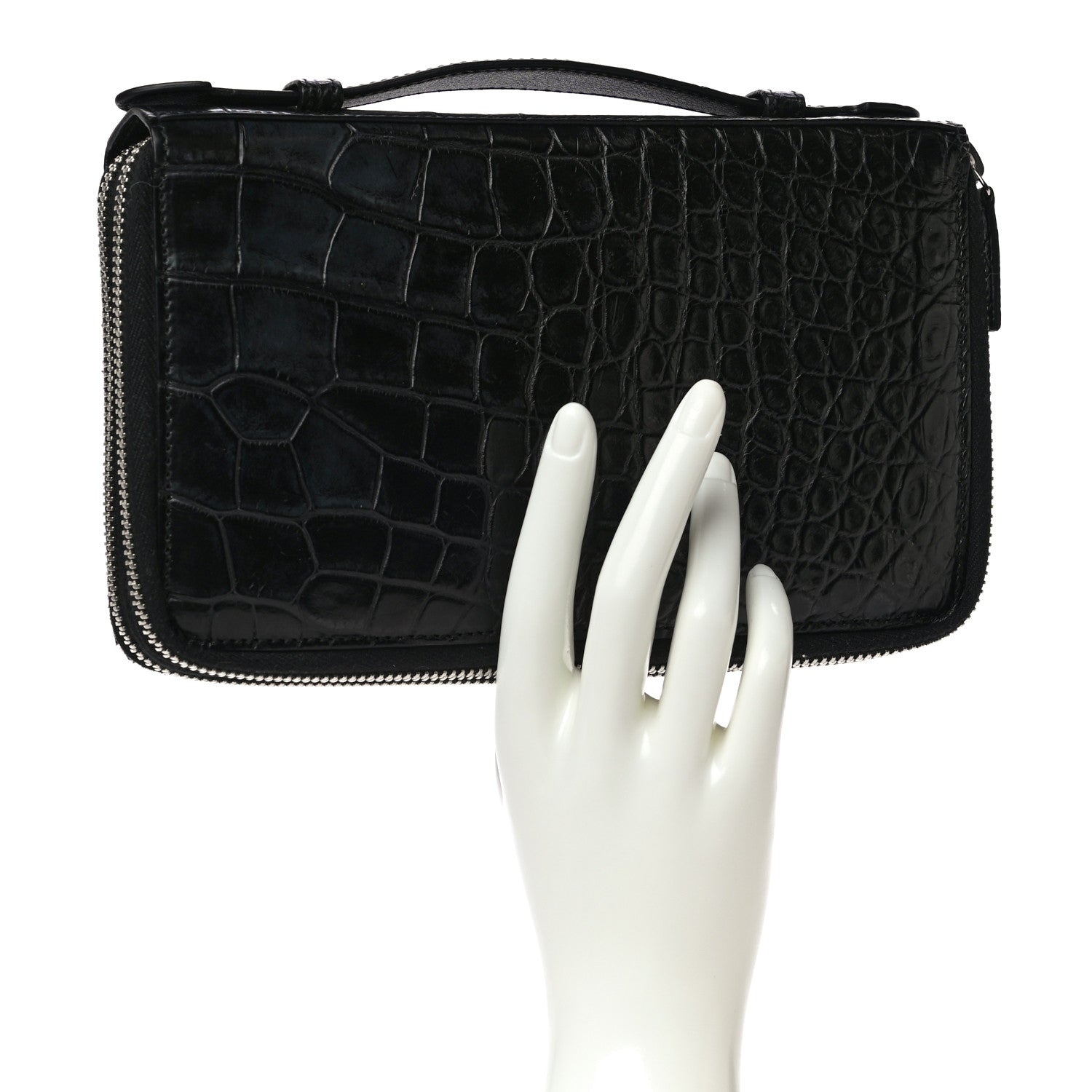 Gucci Crocodile Travel Document Case Black 2 of 21