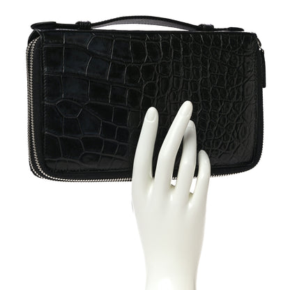 Gucci Crocodile Travel Document Case Black 2 of 21