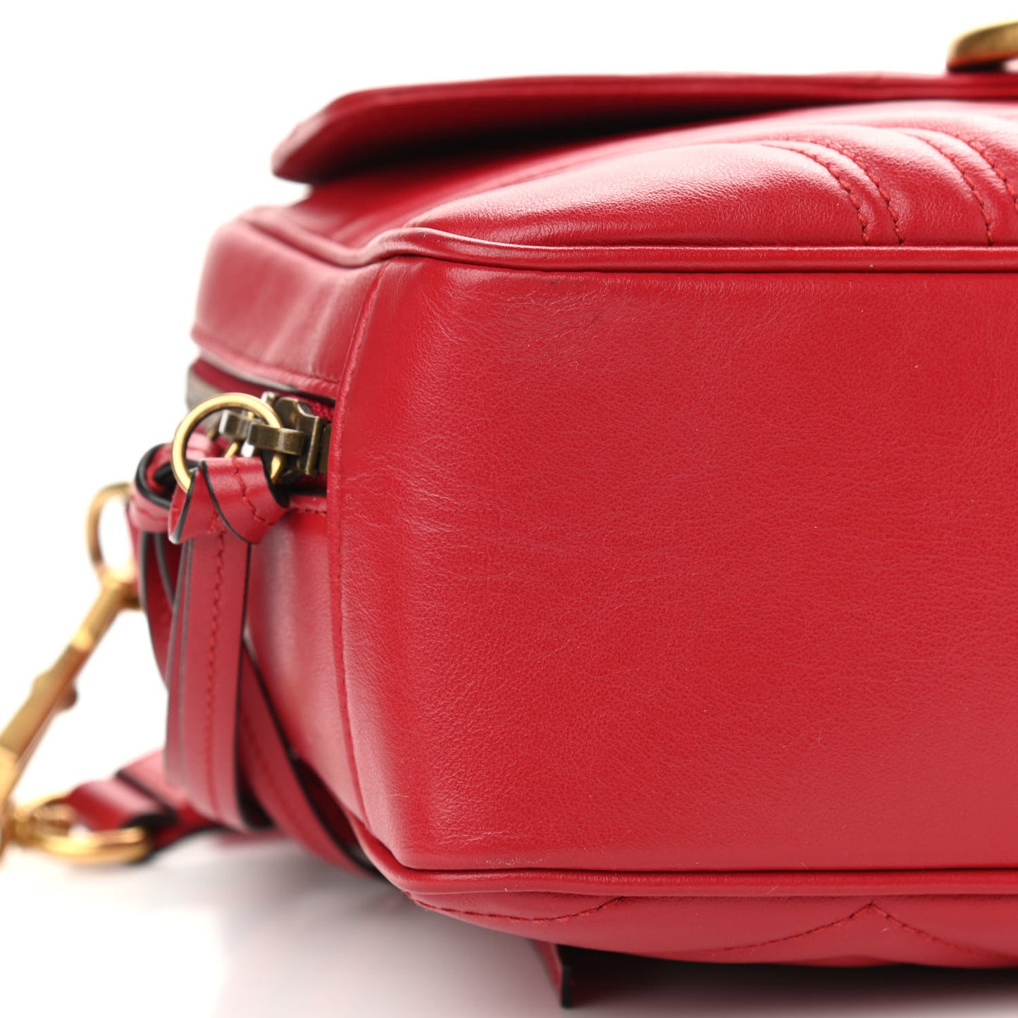 Calfskin Matelasse Sylvie Web Small GG Marmont Top Handle Shoulder Bag Hibiscus Red