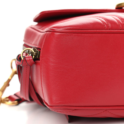 Gucci Calfskin Matelasse Sylvie Web Small GG Marmont Top Handle Shoulder Bag Hibiscus Red 9 of 11