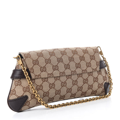 Gucci Monogram Horsebit Clutch Dark Brown 3 of 10