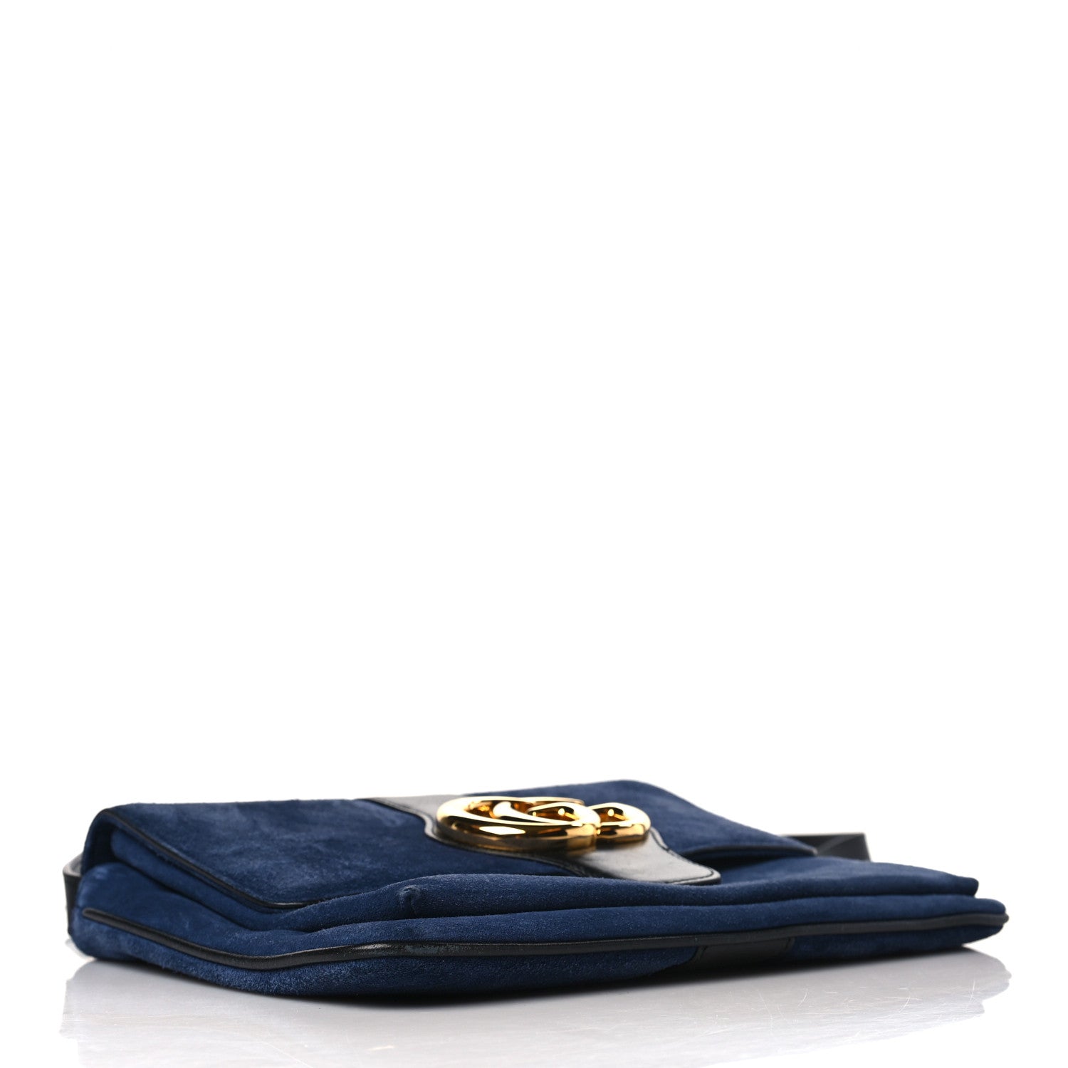 Gucci Suede Medium Arli Flap Shoulder Bag Blue Ink Black 4 of 11