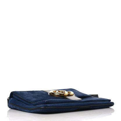 Gucci Suede Medium Arli Flap Shoulder Bag Blue Ink Black 4 of 11