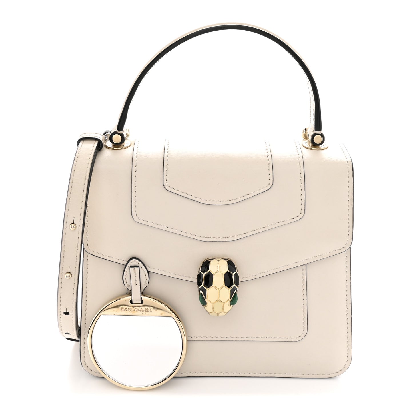 Calfskin Serpenti Forever Top Handle White