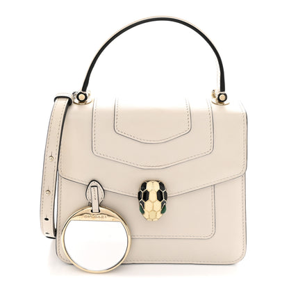 Bulgari Calfskin Serpenti Forever Top Handle White 3 of 12