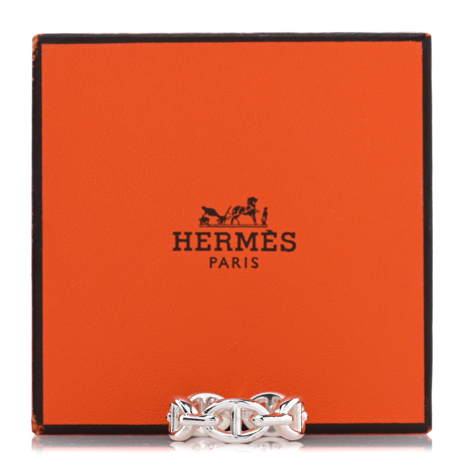 Hermes Sterling Silver PM Chaine d'Ancre Enchainee Band Ring 55 7.25 5 of 5