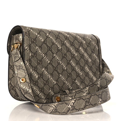 Gucci X BALENCIAGA GG Supreme Monogram Logo Print Horsebit 1955 Shoulder Bag Beige Ebony 3 of 9