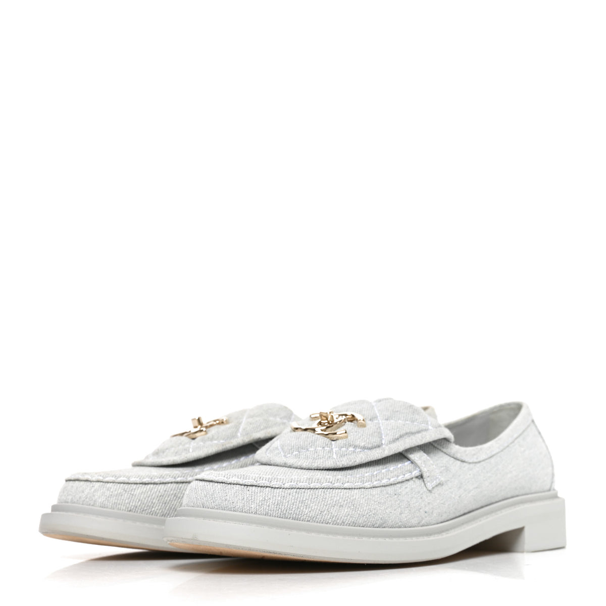 Chanel Denim CC Turnlock Loafers 37 Blue 4 of 8