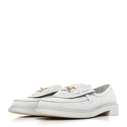 Chanel Denim CC Turnlock Loafers 37 Blue 4 of 8