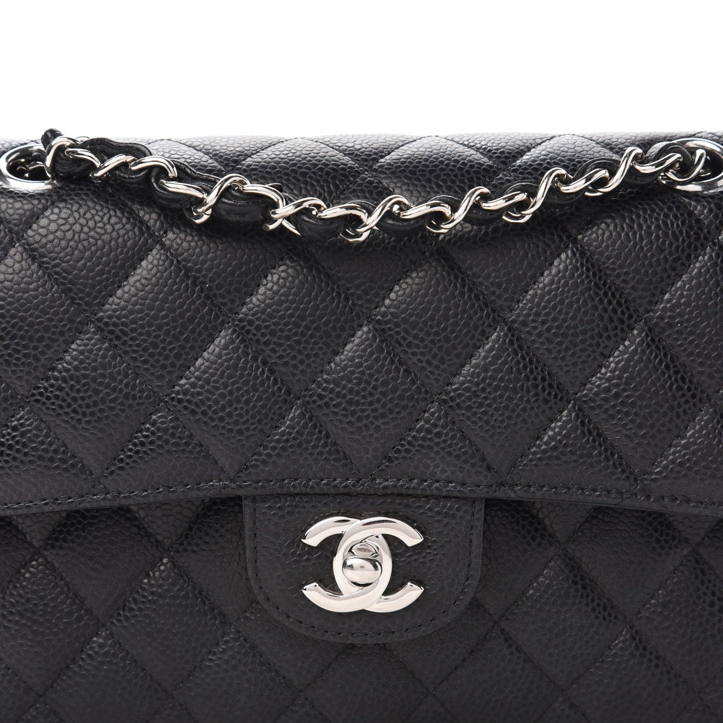 Caviar Quilted Small Double Flap Black