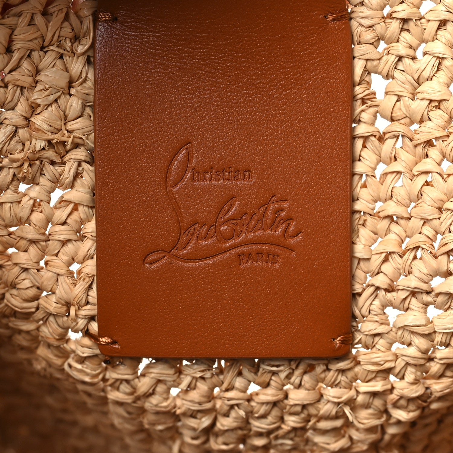 Christian Louboutin Raffia Calfskin Small By My Side Tote Natural Cuoio 7 of 11