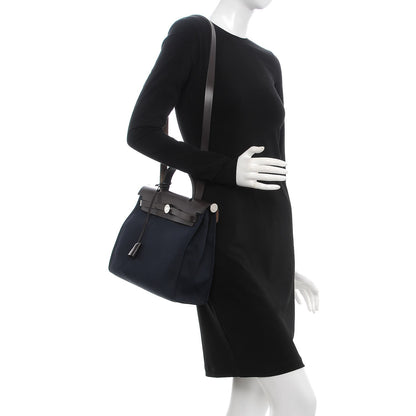 Hermes Toile Vache Hunter Herbag Zip PM 31 Bleu Marine Ebene 2 of 13