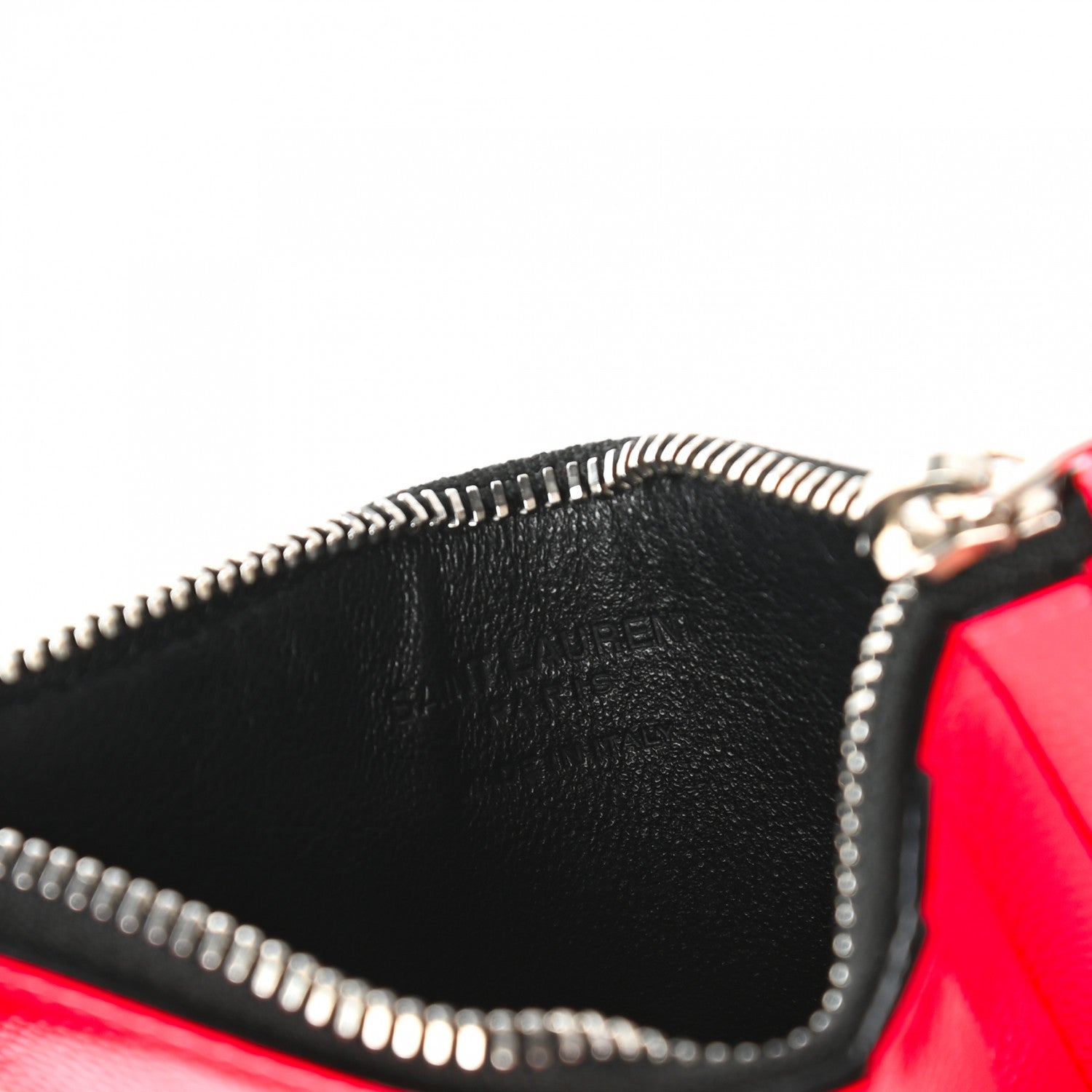Saint Laurent Patent Grain de Poudre 5 Fragments Zip Pouch Card Holder Neon Pink 8 of 11