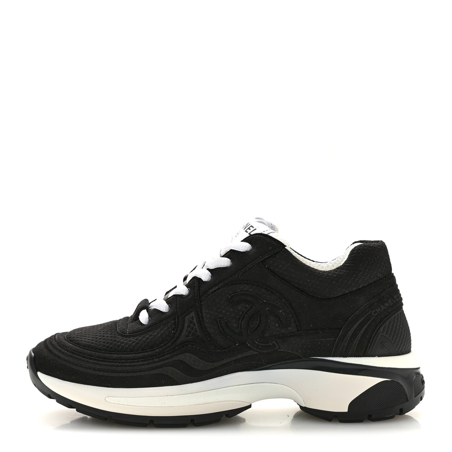Chanel Fabric CC Womens Sneakers 37 Black 1 of 10