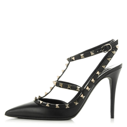 Valentino Garavani Nappa Rockstud Ankle Strap Pumps 41.5 Black 1 of 7