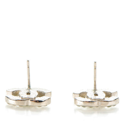 Chanel Crystal Timeless CC Earrings Silver 3 of 5