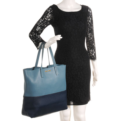 Miu Miu Vitello Daino Bi-Color Shopping Tote Blue 2 of 11