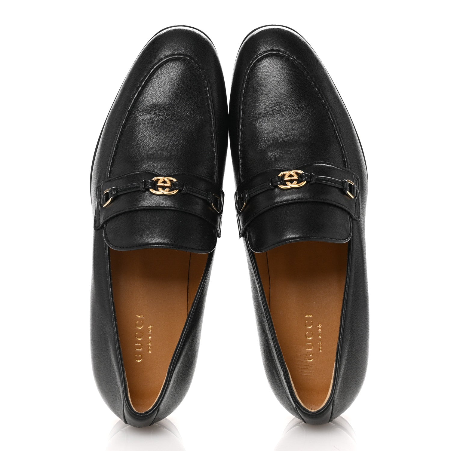 Gucci Calfskin Womens Interlocking G Horsebit Loafers 37 Black 2 of 11