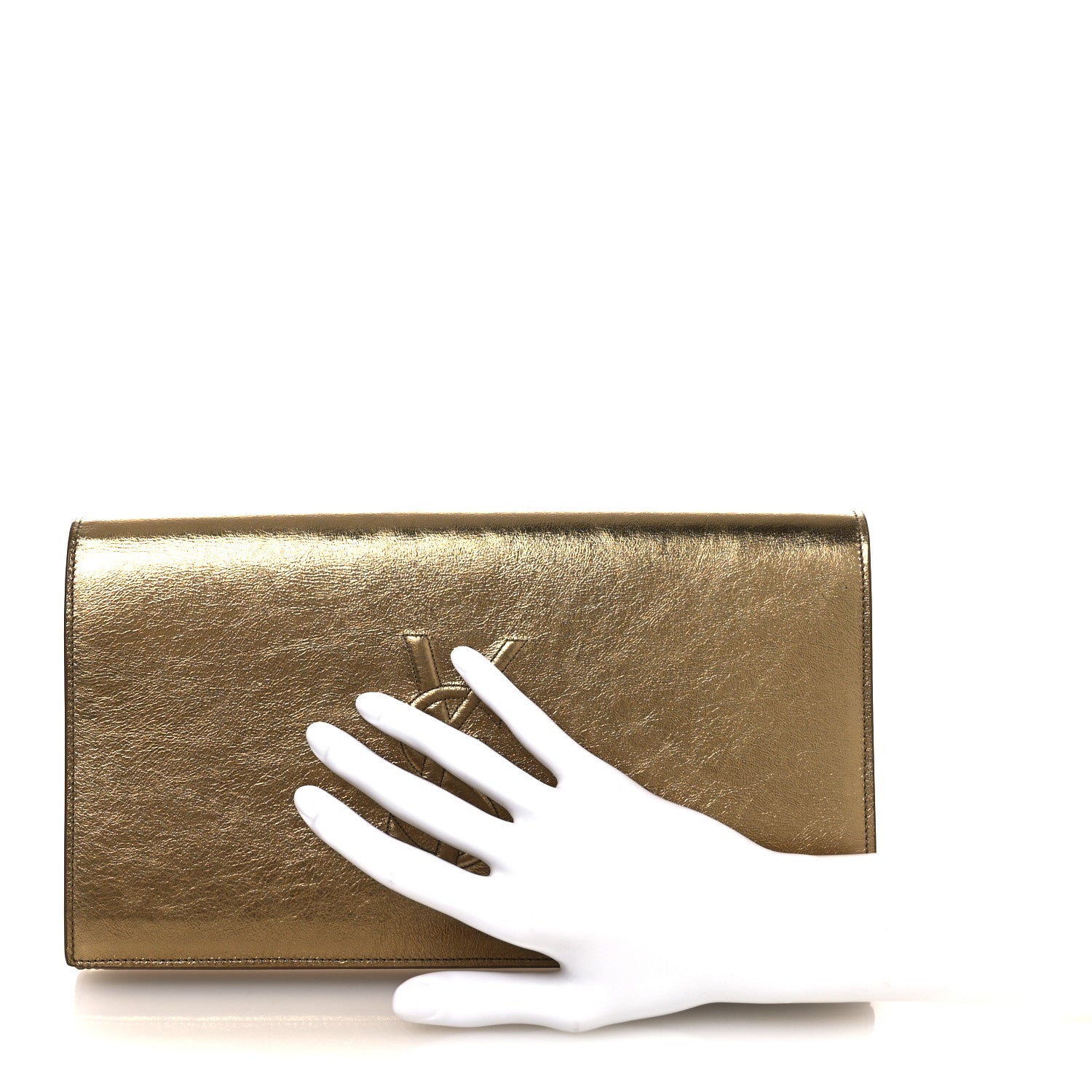 Saint Laurent Metallic Calfskin Monogram Large Belle De Jour Clutch Gold 2 of 12