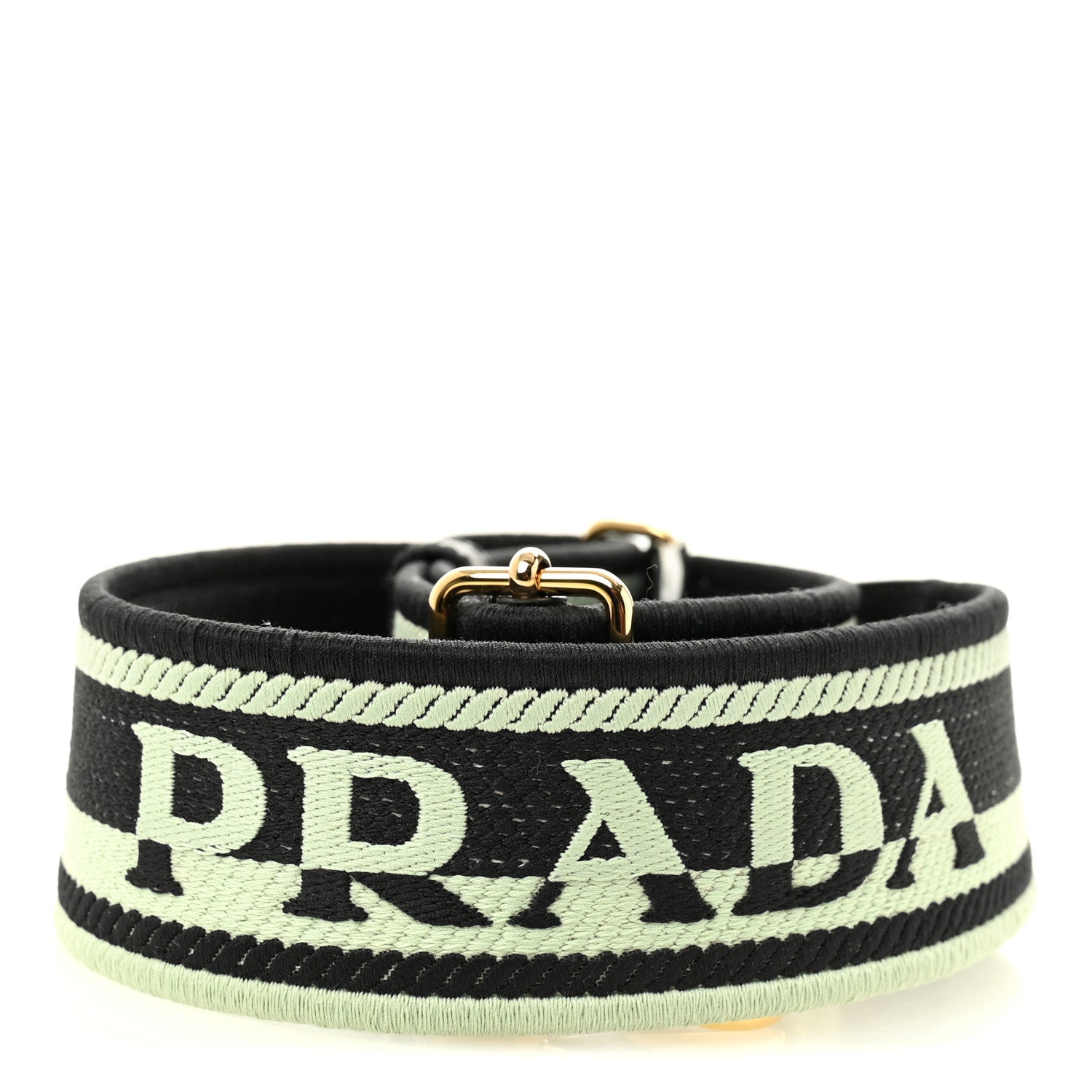 Prada Saffiano Jacquard Logo Ricamo Shoulder Strap Black Acqua 2 of 5