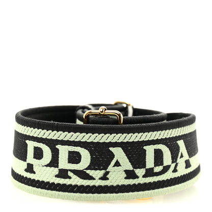 Prada Saffiano Jacquard Logo Ricamo Shoulder Strap Black Acqua 2 of 5