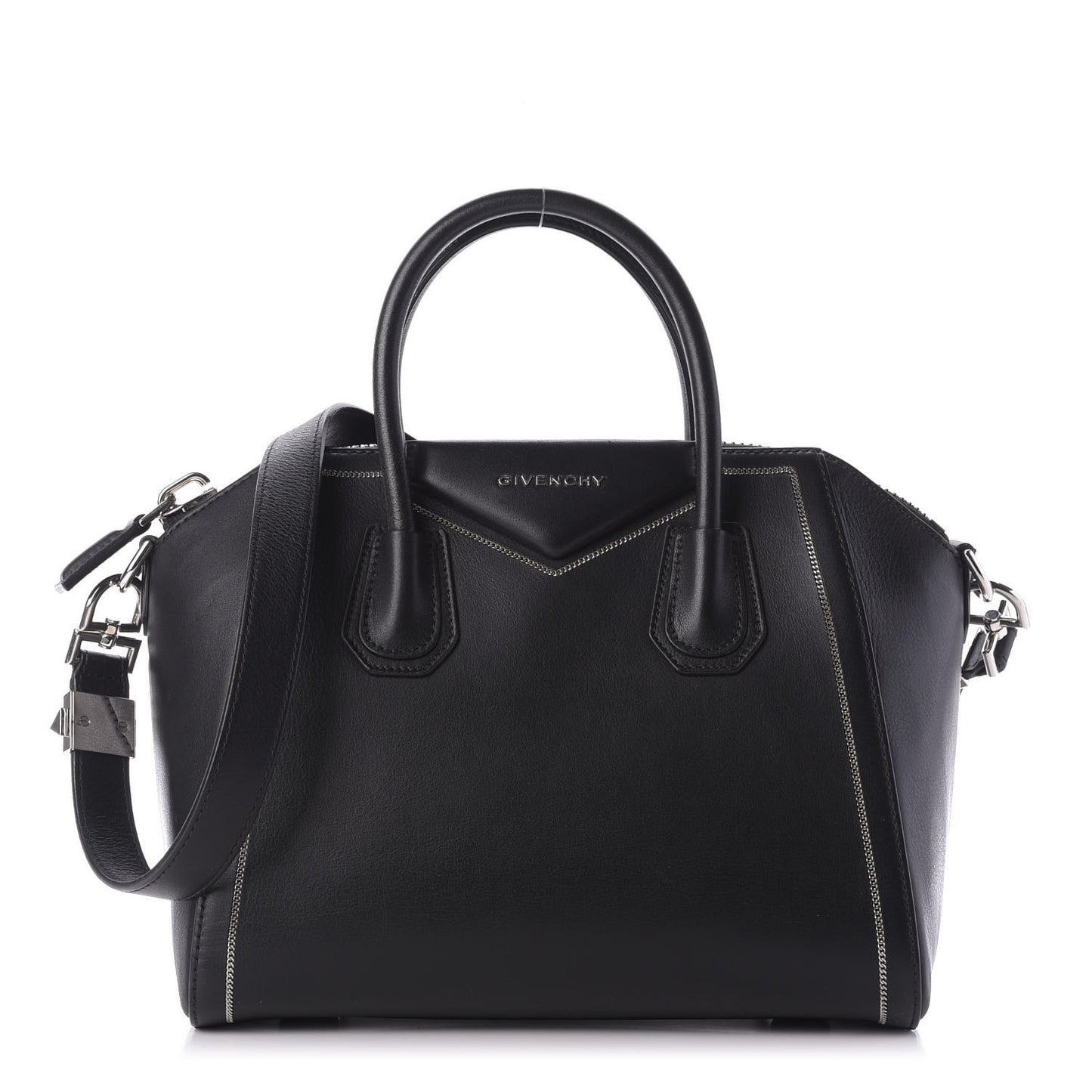Buffed Calfskin Small Chain Antigona Black