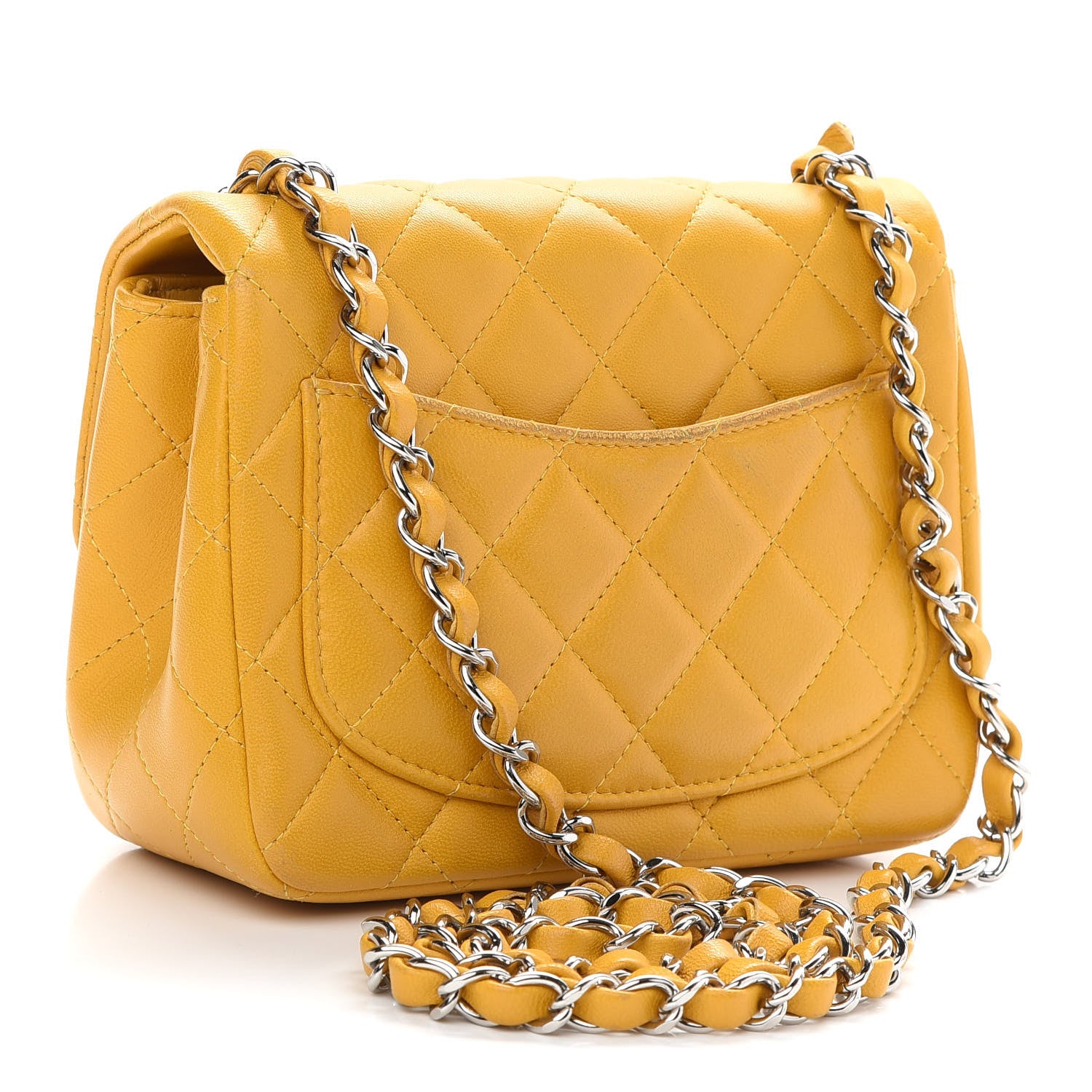 Chanel Lambskin Quilted Mini Square Flap Yellow 3 of 10