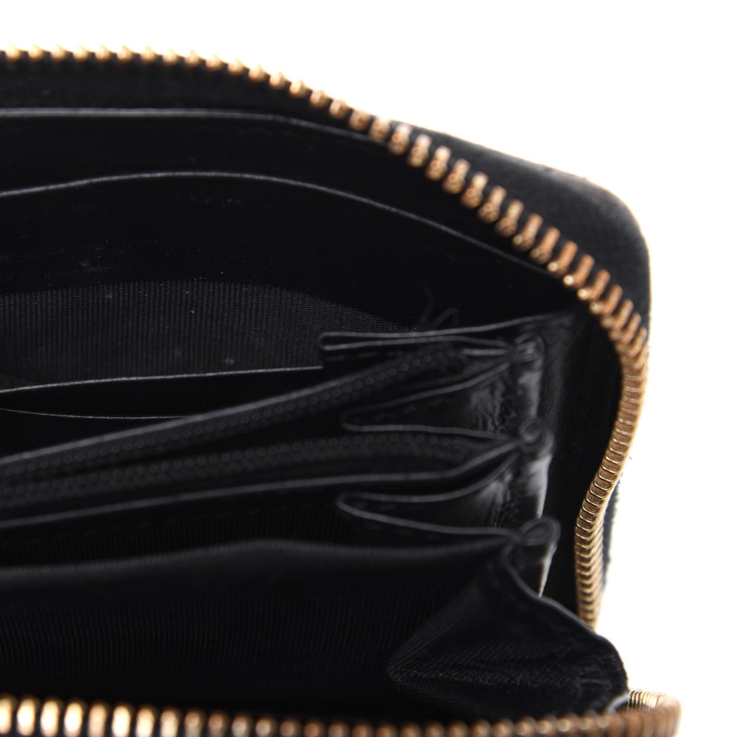 GG Supreme Monogram Moon Calfskin Zip Around Wallet Beige Ebony Black