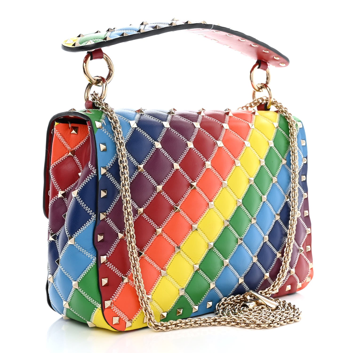 Valentino Garavani Lambskin Medium Rockstud Spike Shoulder Bag Rainbow 3 of 9