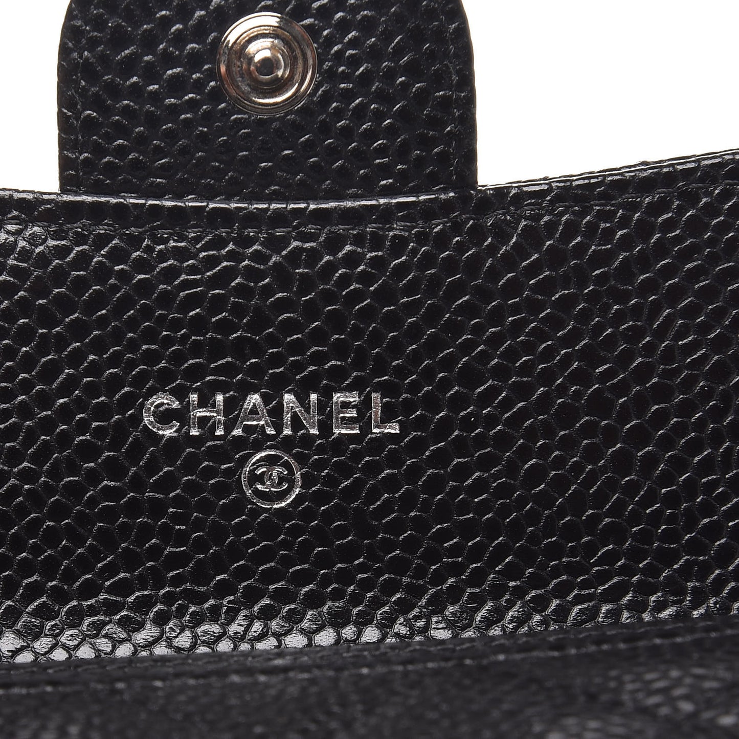 Caviar Quilted Flap Card Holder Black