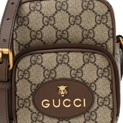 Gucci GG Supreme Monogram Mini Neo Vintage Double Zip Messenger Bag Beige New Acero Crop 7 of 13