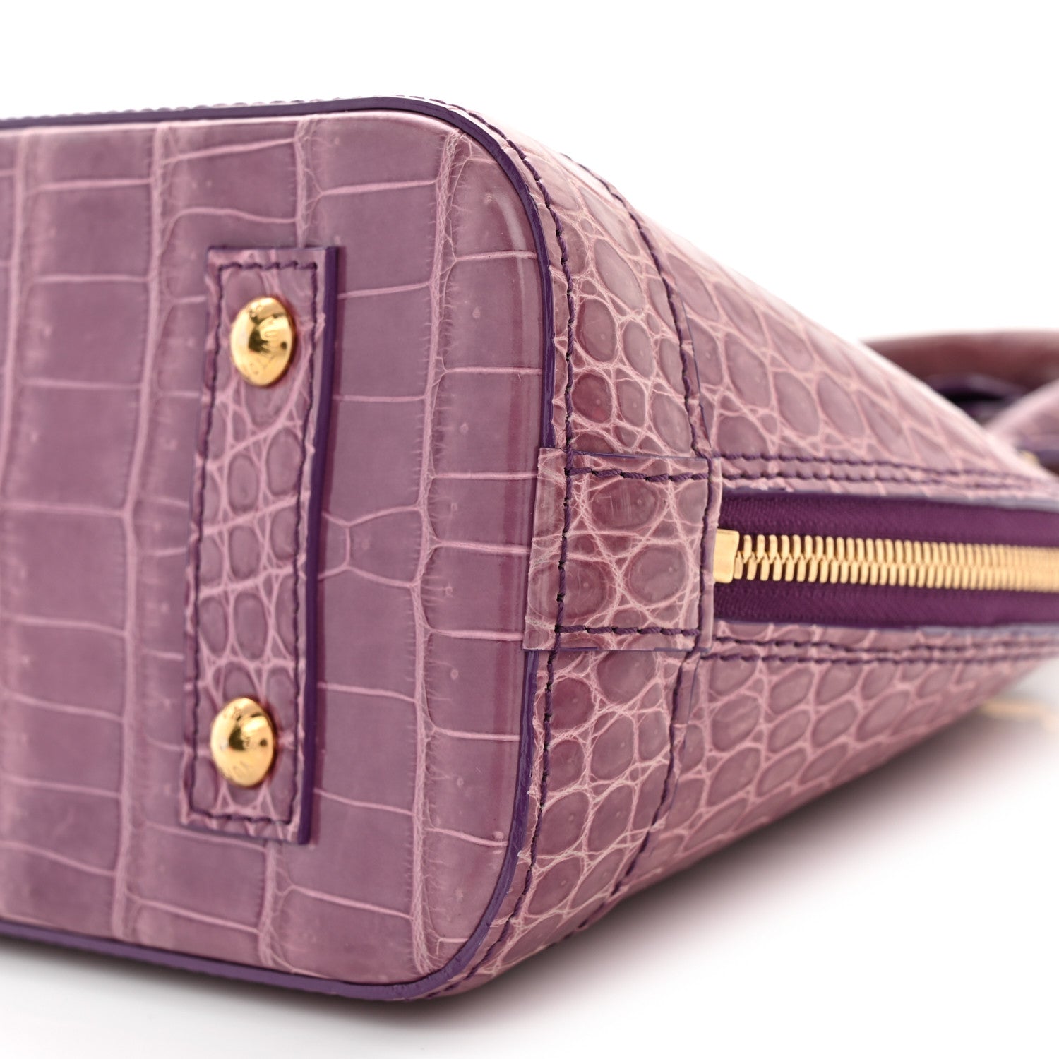 Louis Vuitton Shiny Crocodile Alma BB Purple 9 of 9