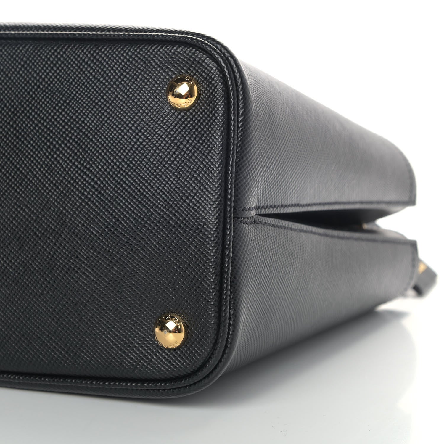 Prada Saffiano Cuir Medium Panier Bucket Bag Black Fuoco 9 of 9