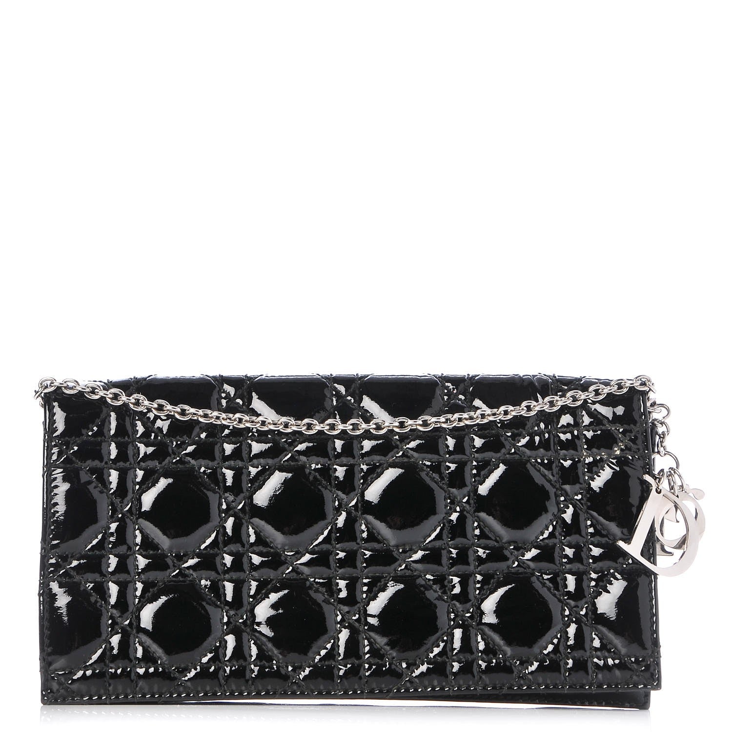 Christian Dior Patent Cannage Lady Dior Convertible Clutch Black 1 of 9