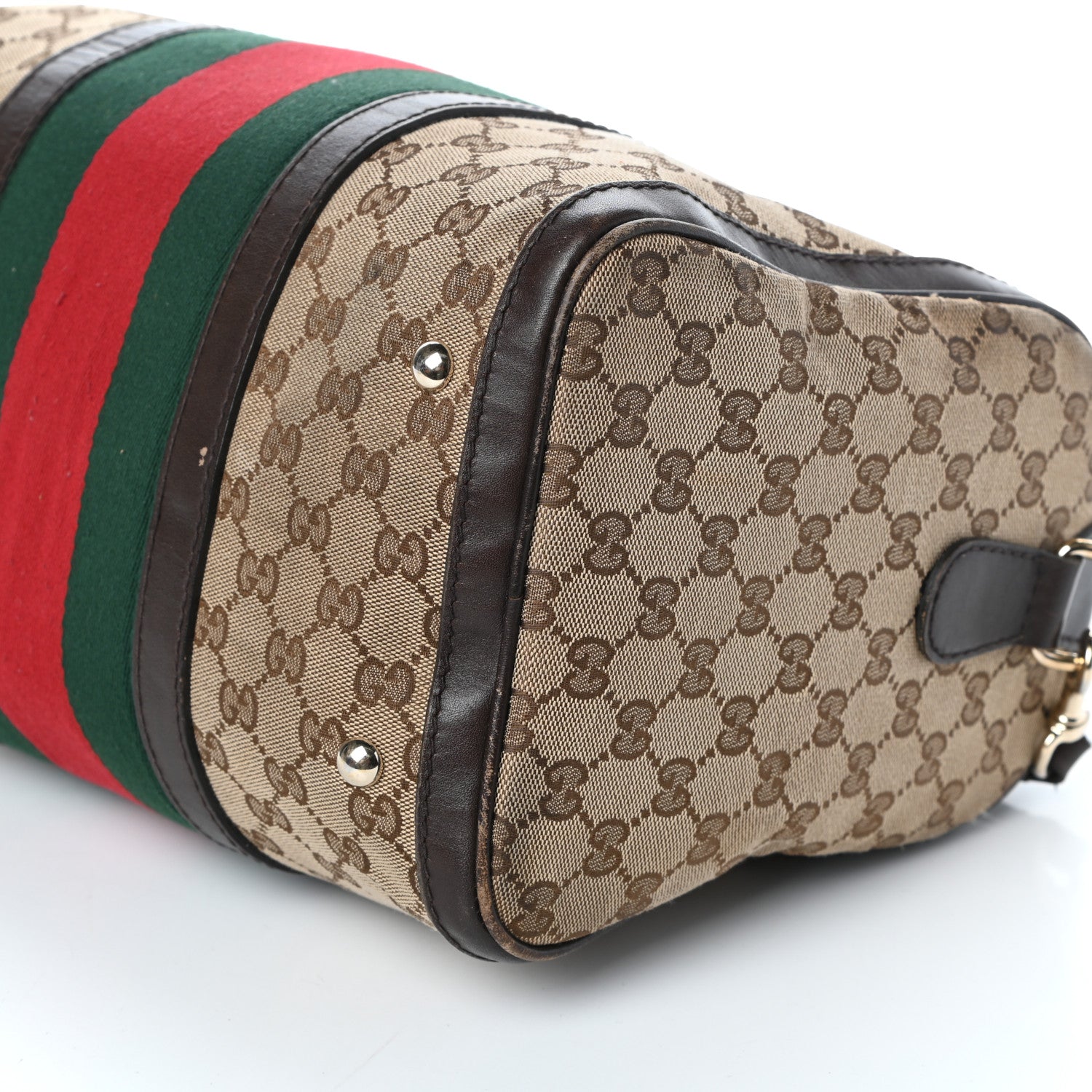 Gucci Monogram Vintage Web Medium Boston Dark Brown 10 of 10