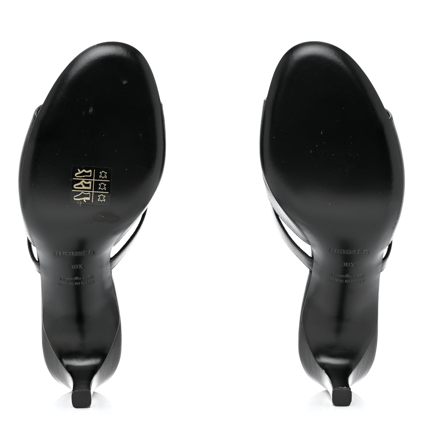 Hermes Goatskin Cute Sandals 38.5 Black 5 of 9