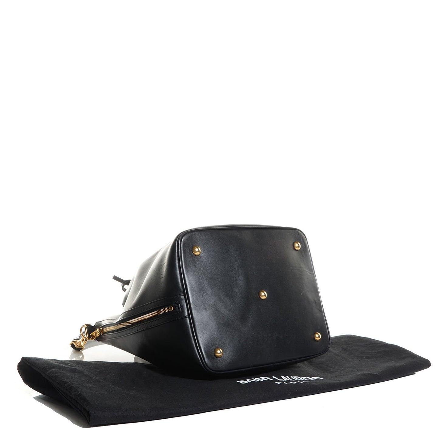 Calfskin Large Emmanuelle Bucket Bag Black