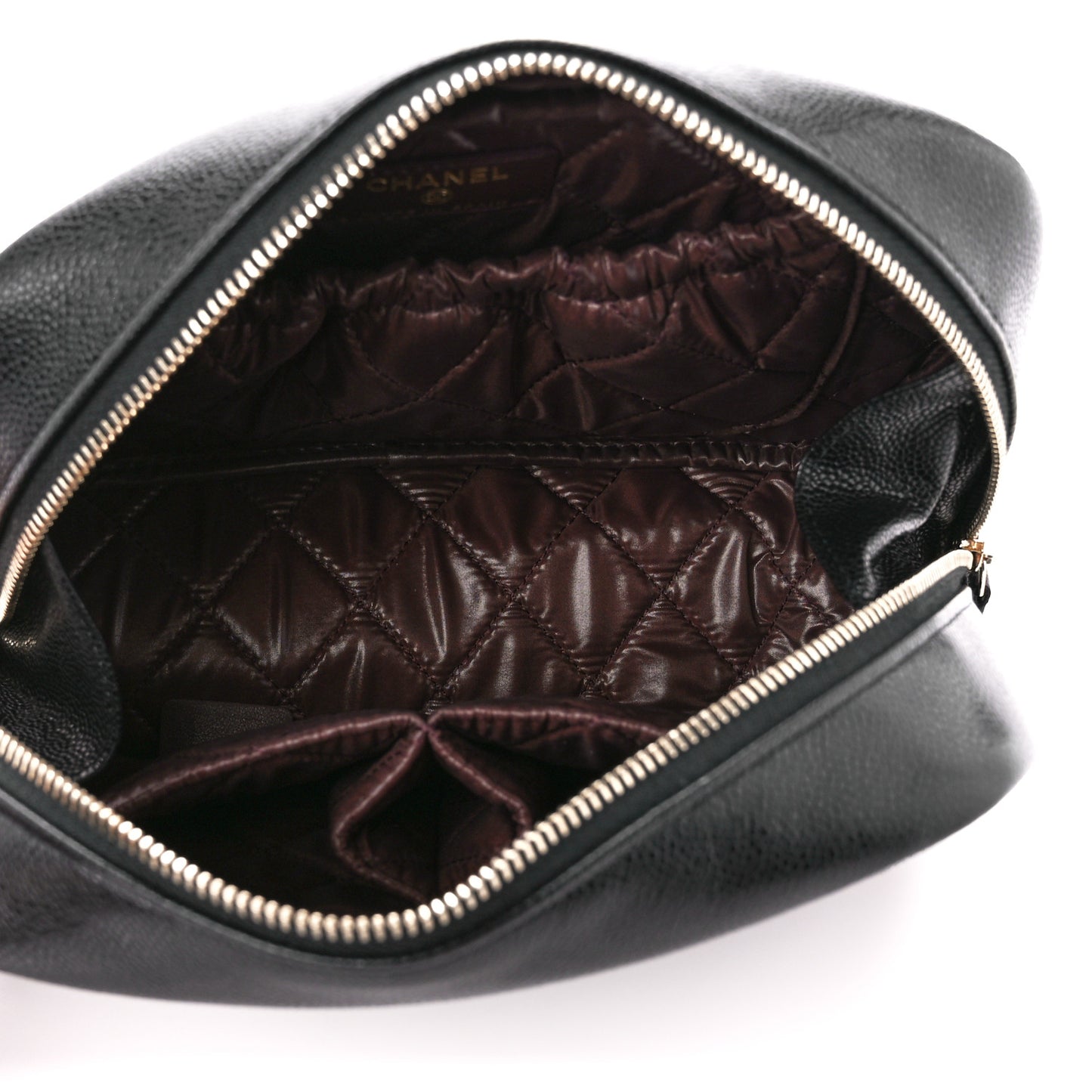 Caviar Quilted Medium Curvy Pouch Cosmetic Case Black
