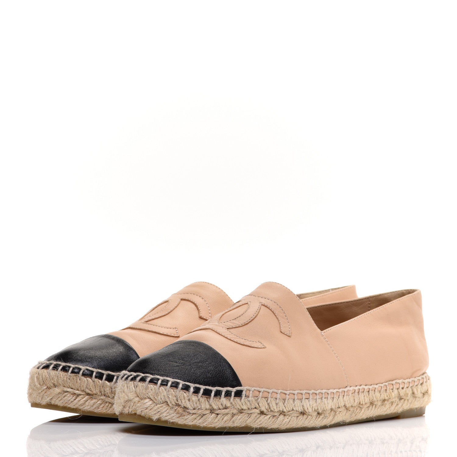 Chanel Lambskin CC Espadrilles 39 Beige Black 3 of 13