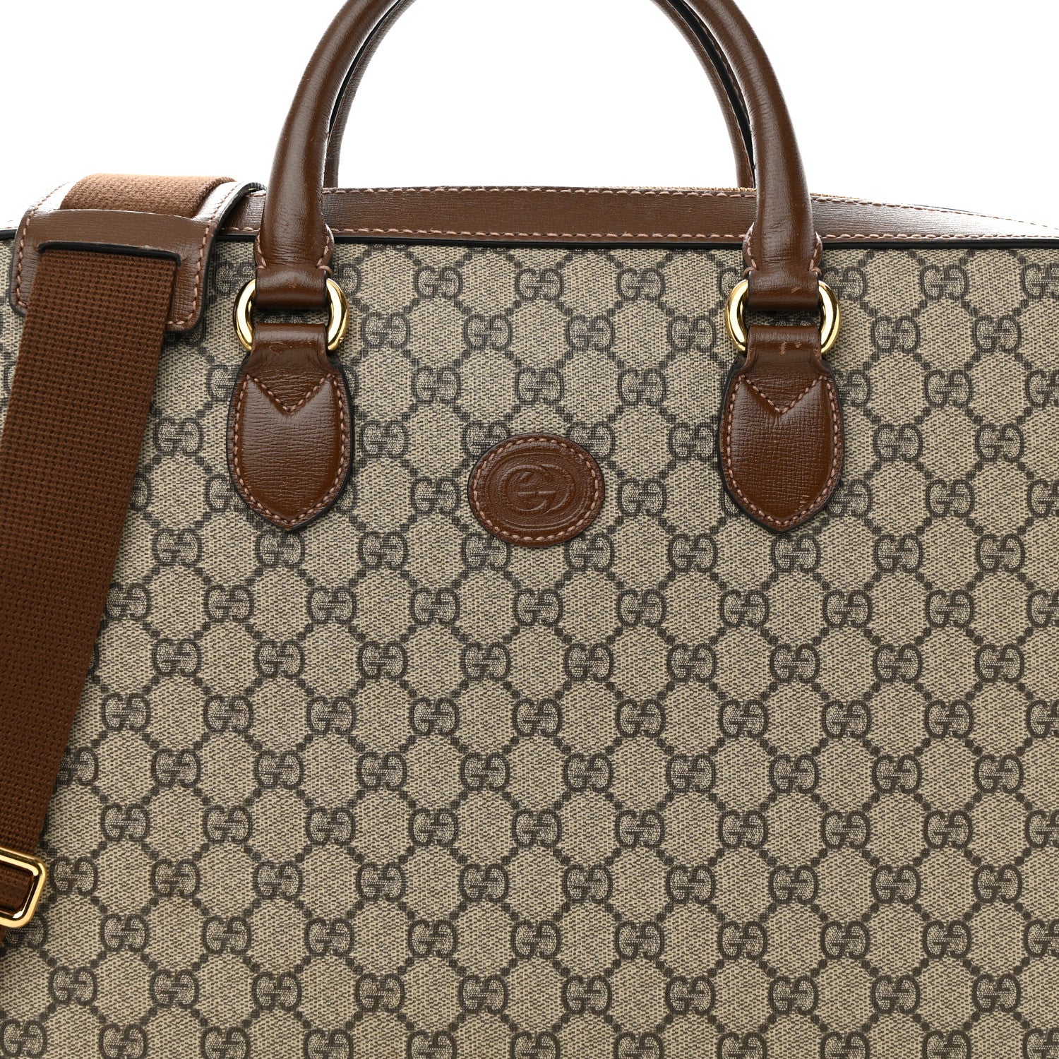 Gucci GG Supreme Monogram Azalea Calfskin Retro Interlocking G Business Case Beige Ebony Brown Sugar 7 of 16