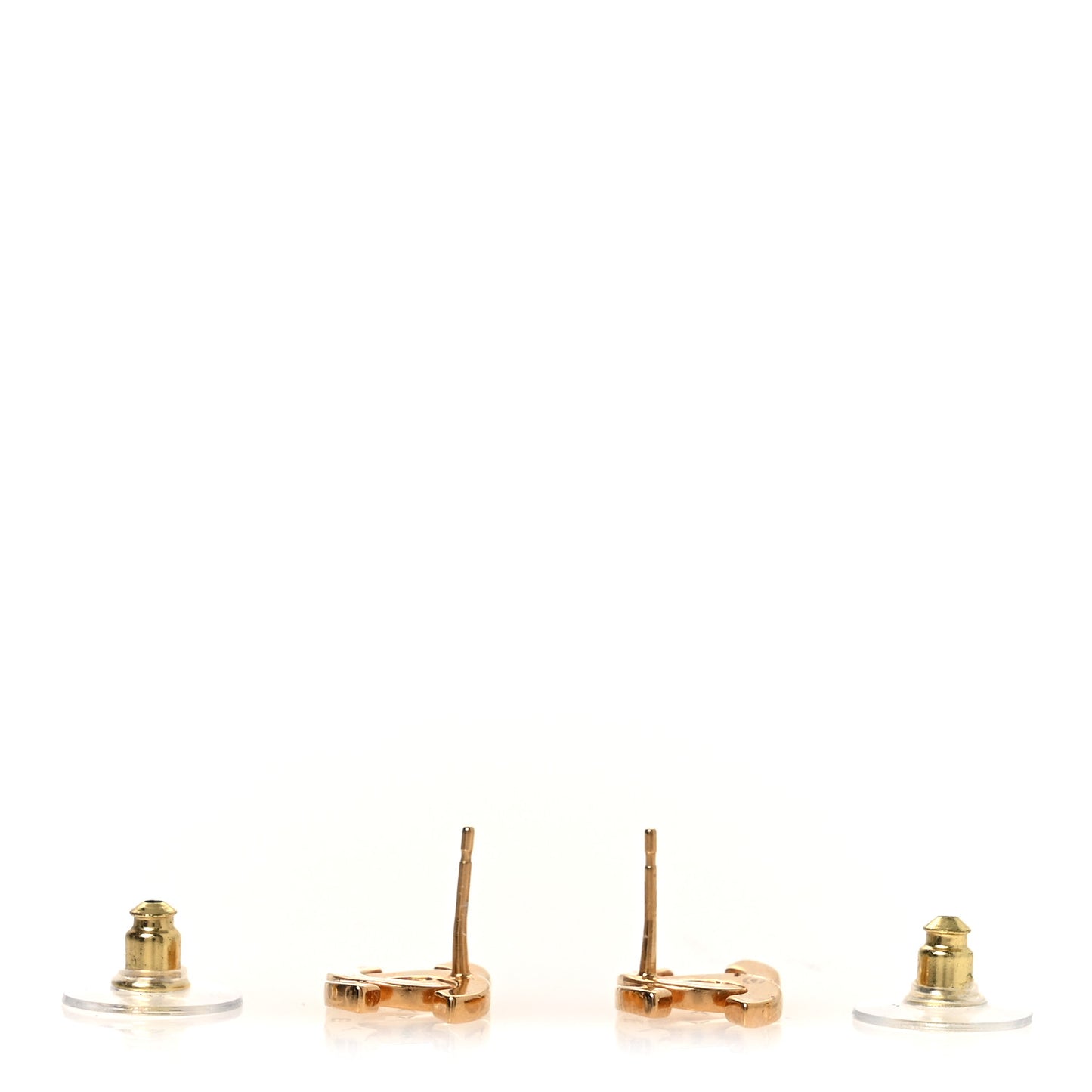 Metal CC Paris Button Stud Earrings Gold