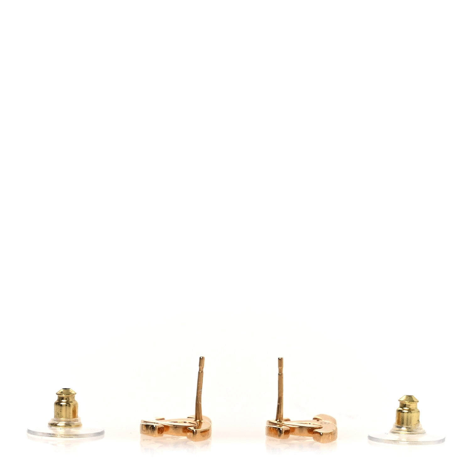 Chanel Metal CC Paris Button Stud Earrings Gold 3 of 5