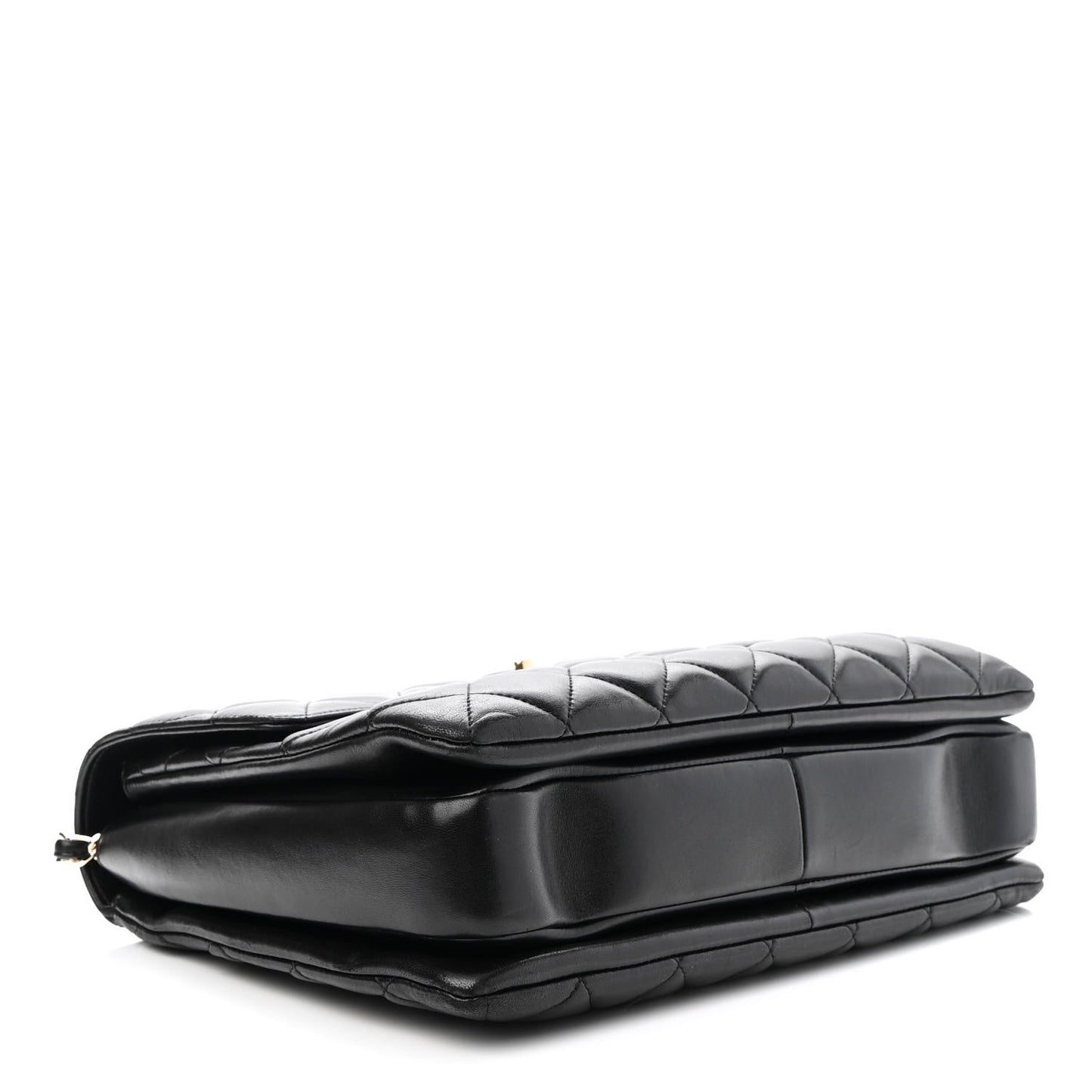 Lambskin Quilted Large Trendy CC Dual Handle Flap Bag Black