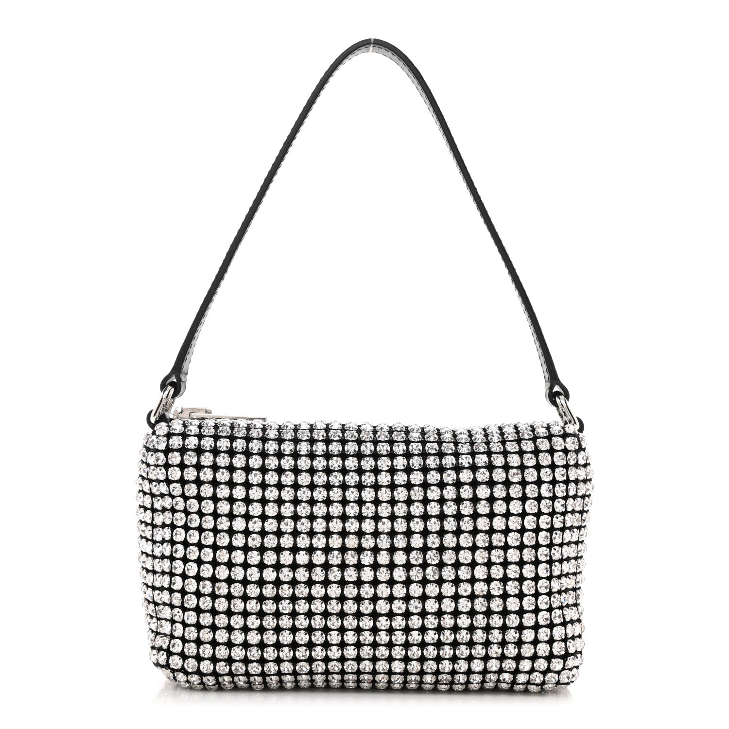 Alexander Wang Mesh Crystal Rhinestone Mini Heiress Pouch Black Silver 1 of 9