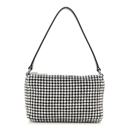 Alexander Wang Mesh Crystal Rhinestone Mini Heiress Pouch Black Silver 1 of 9