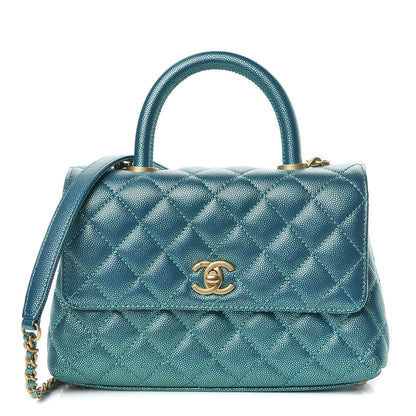 Chanel Metallic Caviar Quilted Mini Coco Handle Flap Blue 1 of 11