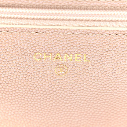 Chanel Iridescent Caviar Quilted Wallet on Chain WOC Beige 6 of 13