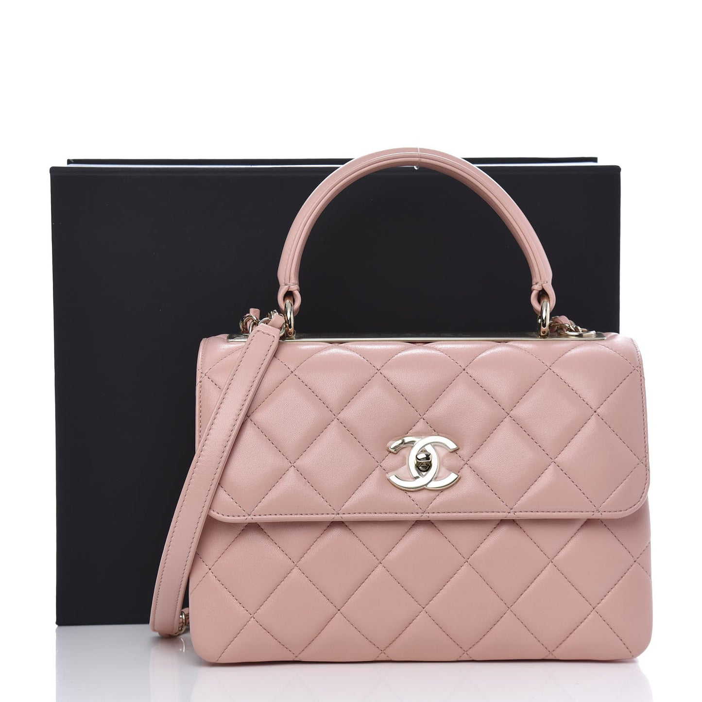 Lambskin Quilted Small Trendy CC Flap Dual Handle Bag Pink