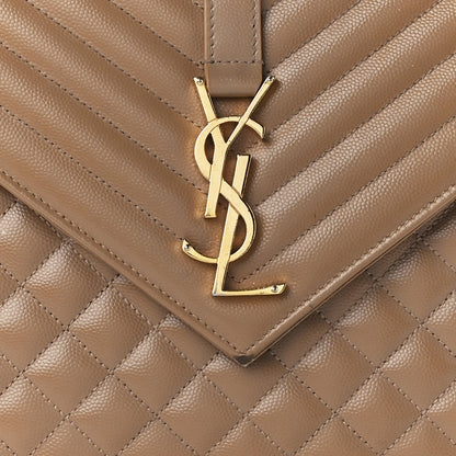 Saint Laurent Grain De Poudre Textured Mixed Matelasse Triquilt Large Monogram Satchel Cork 9 of 14