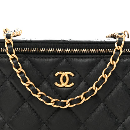 Chanel Lambskin Quilted Pearl Crush Small Vanity Case With Chain Black 8 of 13